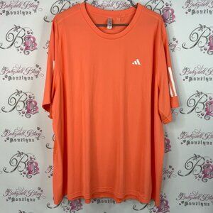 Adidas tee tshirt stretchy white logo Bright Orange Short Sleeve Tee